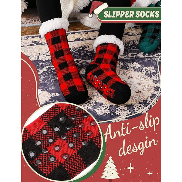 Dam Cuddly Sockor Tjocka Stoppsockor Varma Sockor Halksäkra Hutsockor Fluffiga Toffelsockor för Vinter