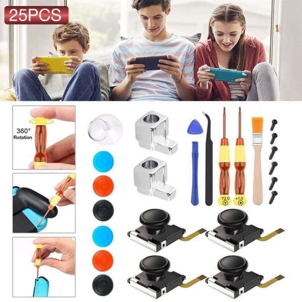 25 stk. 3D Analog Joystick Reparasjonssett for Nintendo Switch