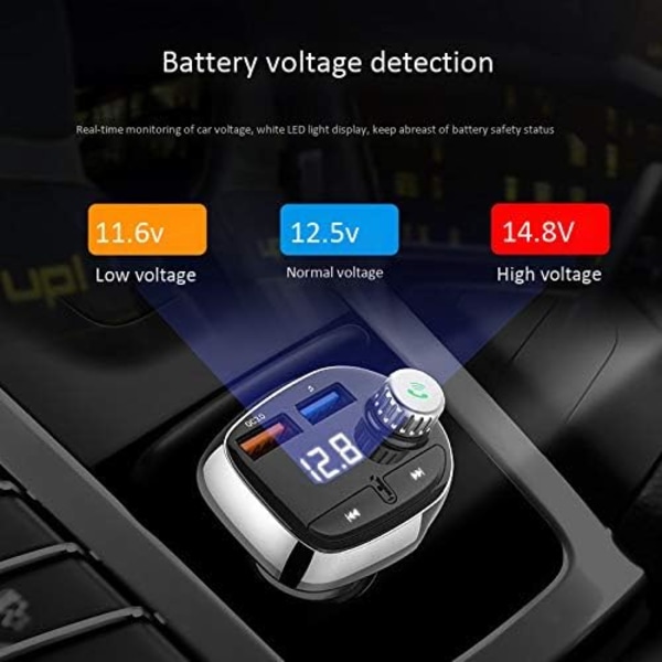 T61 Bluetooth Handsfree Bilsett MP3-spiller QC3.0 USB-lader FM-sender
