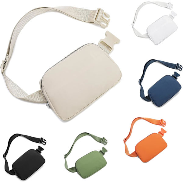 Bältesväska för Kvinnor Män, Trendig Crossbody Fanny Pack Vattentät Mini Midjeväska Bum Bag med Justerbar Rem för Löpning, Vandring, Promenader milky