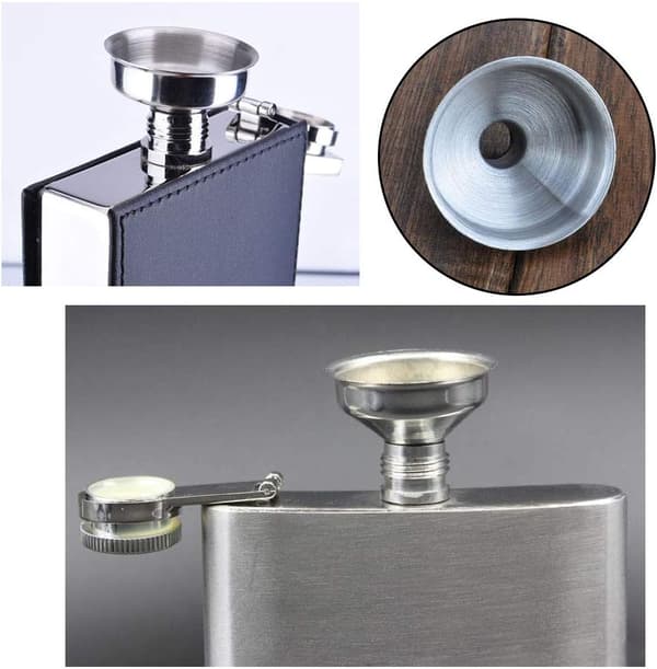 8-pack trattfunnel i rostfritt stål, 8 mm, för vinpottor, vattenflaskor, fyllning