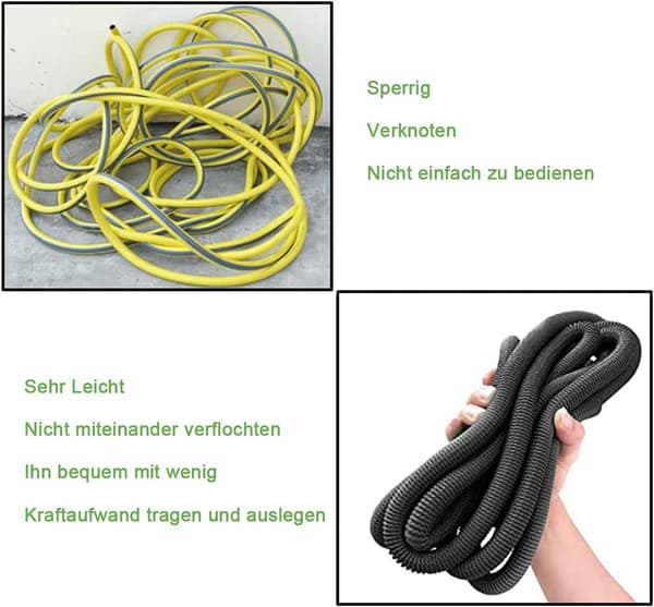 Flexibel trädgårdsslang vattenslang flexibel med 10-funktionsmunstycke duschadapter