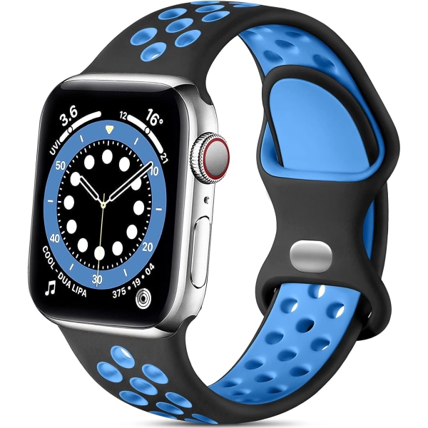 Silikon sportrem kompatibel med Apple Watch -rem, andningsbara ersättningsremmar för Apple Watch Ultra/Ultra 2/iWatch SE Series 9 8 7 6 5 4 3 2 1