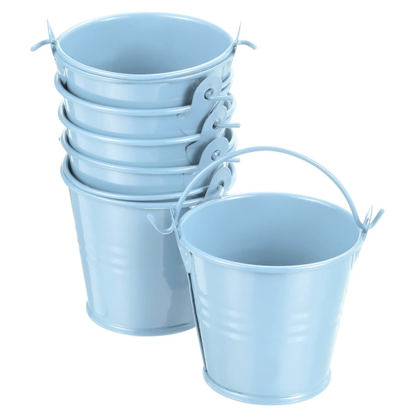 2\"x2\" Liten Metallhink, 6 Pack Färgglada Hinkar Söta Godis Små Dekorativa Hinkar med Handtag för Hantverk Festpresenter