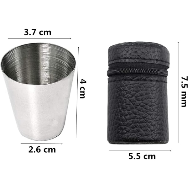 4 st 30 ml snapsglas i rostfritt stål Okrossbara vinglas snapskoppar med 1 st bärbara svarta case set