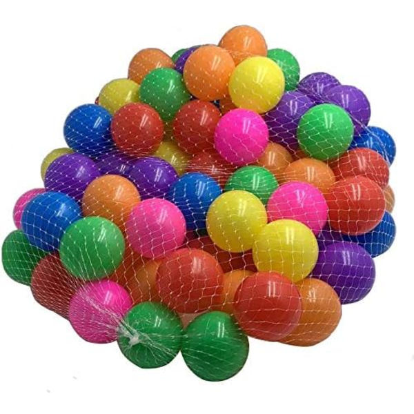 100 stk myke plast mini lekeballer i flere farger - knusesikre, ingen skarpe kanter - bruk i barnas ballbinge (100 stk)