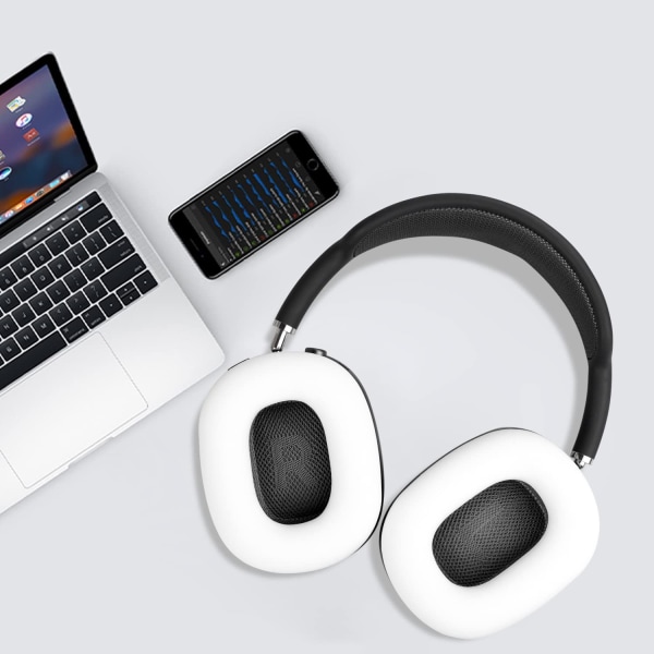 Silikoniset suojapehmusteet AirPods Max -kuulokkeille, hienkestävät, helposti pestävät, kestävät White