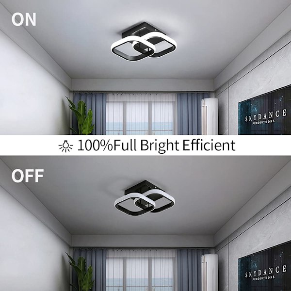 LED-taklampe, 20W 6000K kaldt hvitt lys Dia 24CM, svart