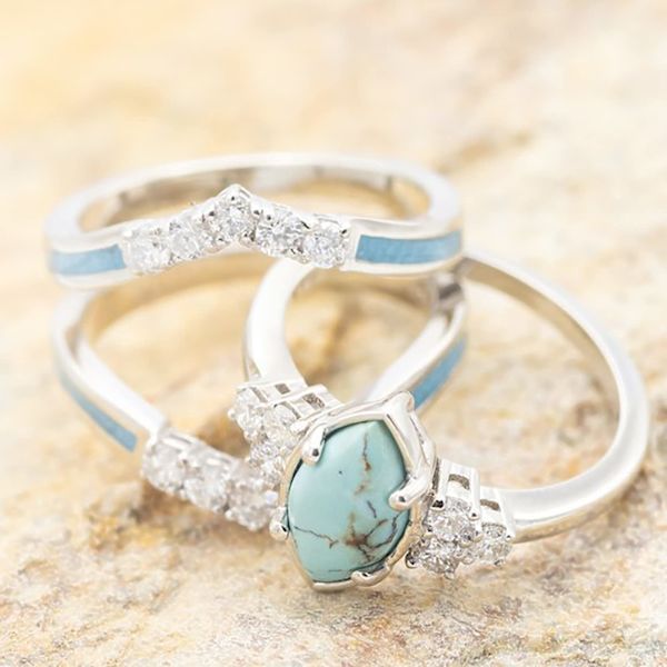 Turkis Ring for Kvinner 3-i-1 Ring Smykker (11)