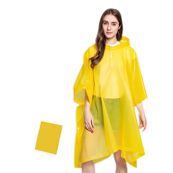 Regnponchoer til kvinder og mænd med snørehætte til voksne Yellow