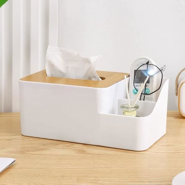 Rektangulær Kleenexboks Multifunksjonell Kleenexboks Med 2 Rom Vakkert Materiale Kleenex DISPENSER