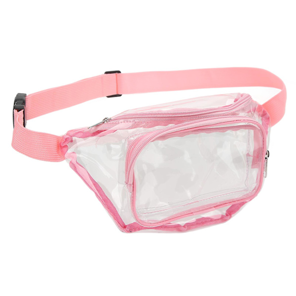 Rosa PVC Transparent Vattentät Midjeväska Bälte Väska för Resor