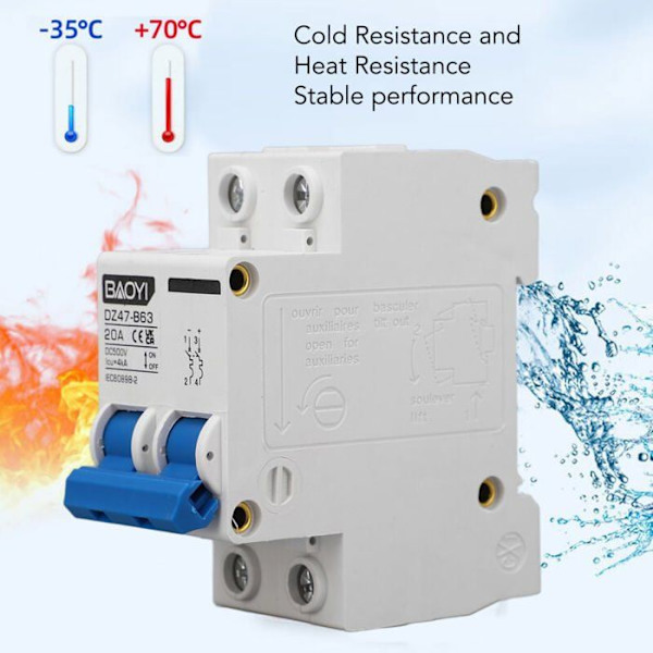 DC 2P Type B Miniature Circuit Breaker DIN-skinne Montering Sikkerhed til Solar PV System DC500V 20A YYV