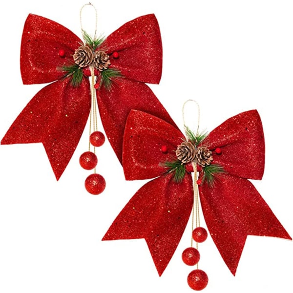 Julkulor, stor julgranskulor, röd glittersekvensband, svansband, julkulor för julgran