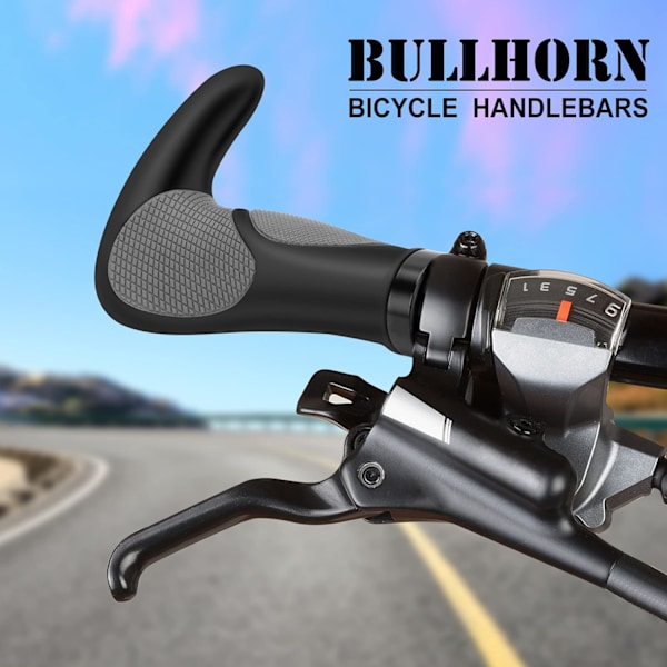 Sykkelgrep, 22 mm styregrep for MTB, elsykkel, terrengsykkel, bysykkel, landeveissykkel, sklisikre sykkelgrep i gummi med tosidig låsing