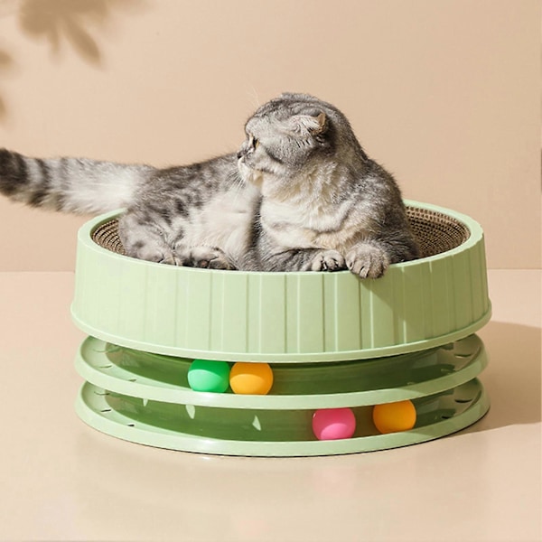 Kattklösbräda, Leksak med Hög Densitet, Repbeständig, Interaktiv Rund Klösbräda, Katt Leksak med Kattmynta green