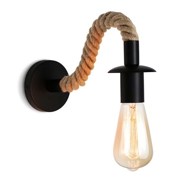 Vintage hampereb væglampe Industriel væglampe (sort)
