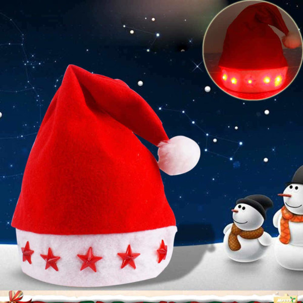 Lysende stjerner julehat LED blinkende