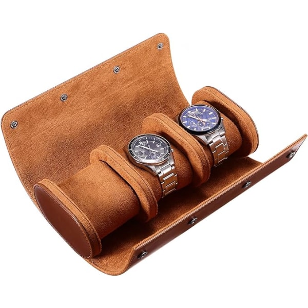 Travel Watch Case, Watch Box för män, 3 Slots Läder Watch Case