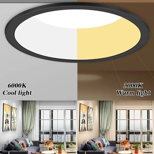LED Indbygget Spotlight, 5W 6 Pakke Cool White 6000K (Sort)