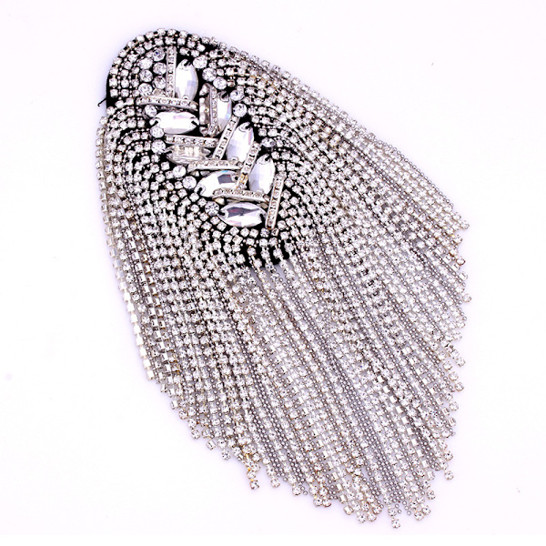 2 stk. Rhinestone Kvast Skulder Epaulette Broschenåle (Sølv)