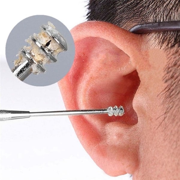 Öronproppar och set, med förvaringshink för öronpetare Enkel att använda 6-delad professionell set(grå)