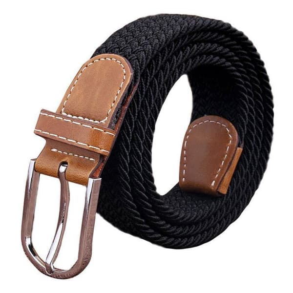 Set Dam Bälten Casual Flätade Elastiska Tyg Bälten, Vävda Stretch Elastiska Bälten, Svart, Brun