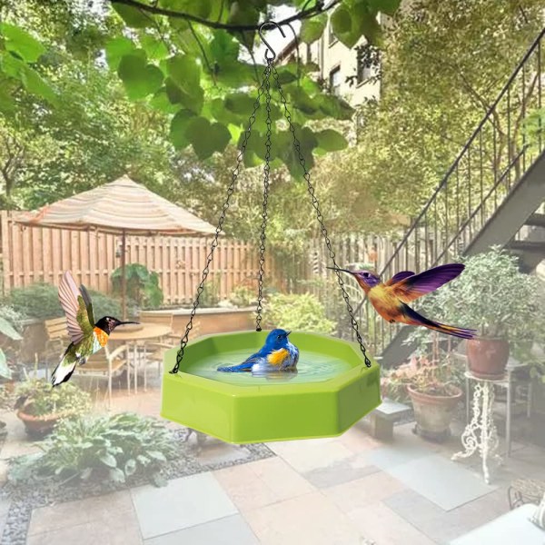 Lintukylpy puutarhaan ripustettavaksi, ripustettava lintukylpy vesisyöttölaite, muovi, mukana 6 lintujousta, lintukylpytarvikkeet, lintukylpytuet