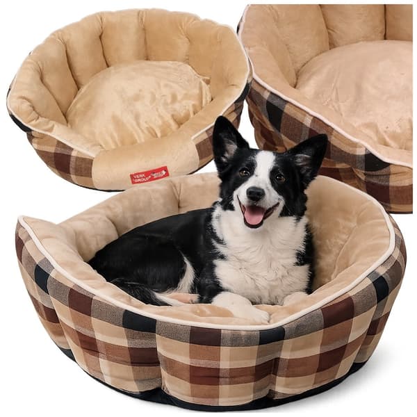 Hundeseng blød fluffy lille medium Beige beige