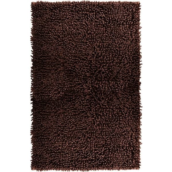Chenille badeværelsestæppe mørkebrunt, fluffy badeværelsestæppe (50 x 80 cm) kaffe