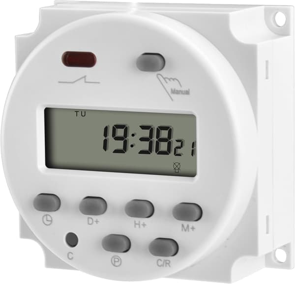 12V DC 16A Hvid Programmerbar Timer Switch med LCD Digital Display med Vandtæt Cover