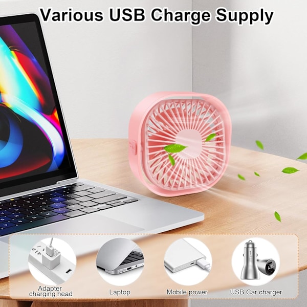 Bärbar Personlig Skrivbordsfläkt Mini Mikro Kylning USB-Driven Sladdad 3 Hastigheter Tyst Liten Bordfläkt för Hem Kontor Studie Läsning Sovrum