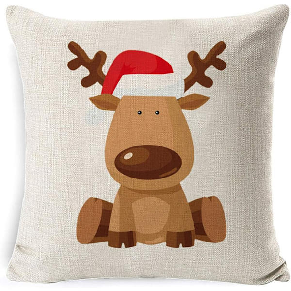 Juleputetrekk, sett med 4 juletegn i bomullslin (45x45cm)