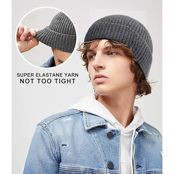 2-pak Vinter Slouch Beanie Strikkede Huer til Mænd og Kvinder, Varm Fleeceforet Vinterhue, Unisex, Genanvendelig (One Size)