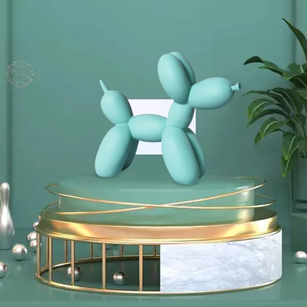Moderne harpiks hund kreative mini ballon hund statuer indretning til hjem soveværelse stue kontor skrivebord kage indretning, grøn
