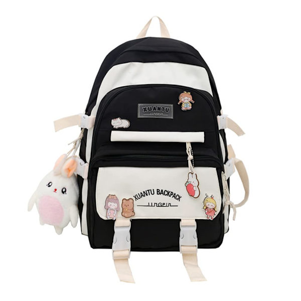 Kawaii Ryggsekker for Jenter, Tenåringsjenter Casual Daypack (Svart)