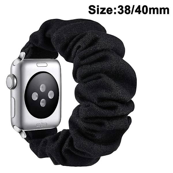 Kompatibel med Apple Watch-rem Hårring Mjukt Mönster Tryckt Tyg Armband Armband Kvinnor Iwatch Elastiska Scrunchy Band