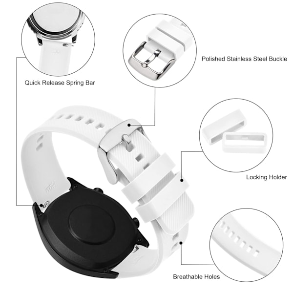 Klockarmband 20mm - Snabbkoppling Silikonklockarmband för Män Kvinnor - Vit