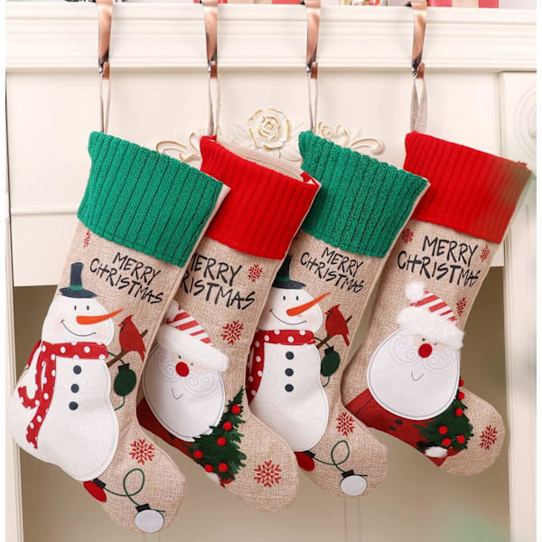 Julstrumpor, 4-pack strumpor 18\" (Snögubbe Tomte)