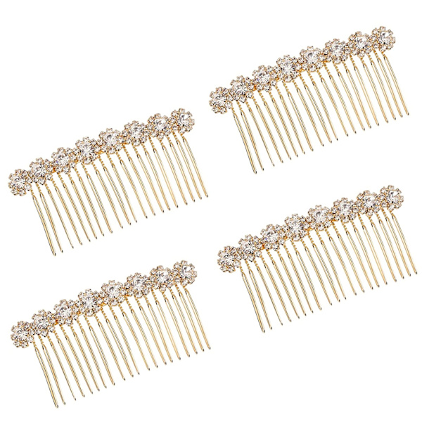 Bryllupslegering Rhinestone Blomsterhår Sidekam, 4stk Hårnålkamper Bryllup Brud Smykker Hårklips