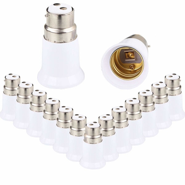 15 stycken B22 till E27 sockeladapter, lampbasomvandlare, glödlampsadapter för LED-lampor och glödlampor