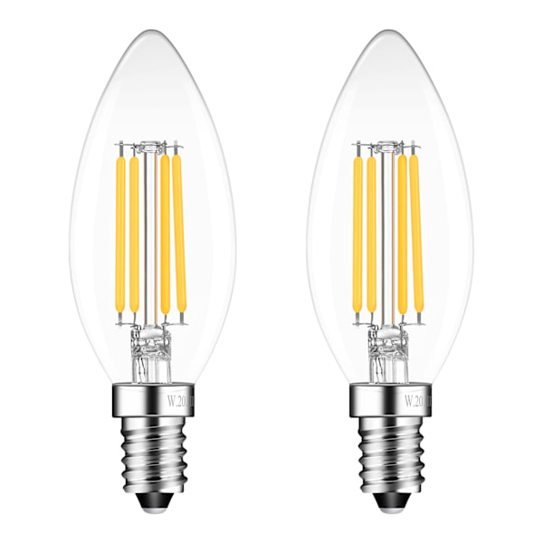 4W LED-kynttilälamput Lämmin valkoinen 2700K - Pieni ruuvikynttilälamppu - 4W vastaa 40w - 2 kpl