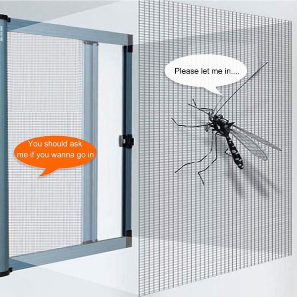 FIBERGLASS VINDU SCREEN NETTING MESH GARDIN, DIY SELVKLIPPANDE VINDU NETT SCREEN, TILPASSET FLERE VINDUER (SVART, 100x100cm)