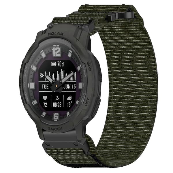 22mm nylonklokkerem for Garmin Instinct Crossover Sola Army Green