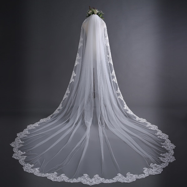 Bridal Veil 3 meters One layer Long Lace Bridal Veils Wedding Veils Cathedral Bridal Veils Ivory