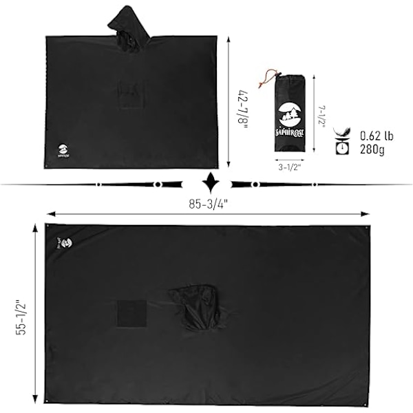 3-in-1 Monitoiminen Sateenvarjo Aikuinen 85.8 x 55.5 tuumaa Polyesteri Ulkoilmakäyttöön - Vedenpitävä Sateenvarjo, Auringonsuoja, Telttasuojus