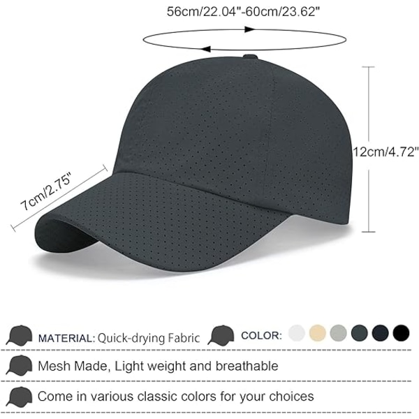 Mesh Baseball Caps for Men Women - Quick Drying Running Hat,Adjustable Sport Cap，grey