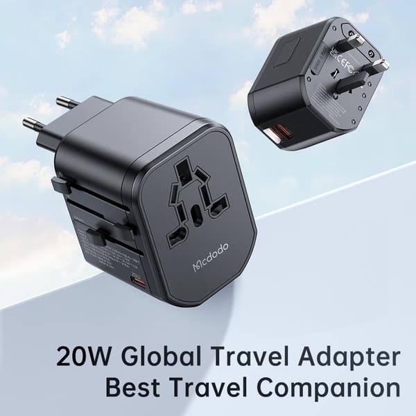 Mcdodo 20W PD Rejseadapter 2x USB-A 1x USB-C Sort 220