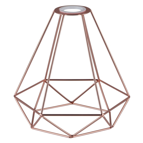 Loftslampeskærm i metal, geometrisk lampeskærm med reduktionsring, lysskærm til køkken, spisestue, soveværelse, gang (roseguld)