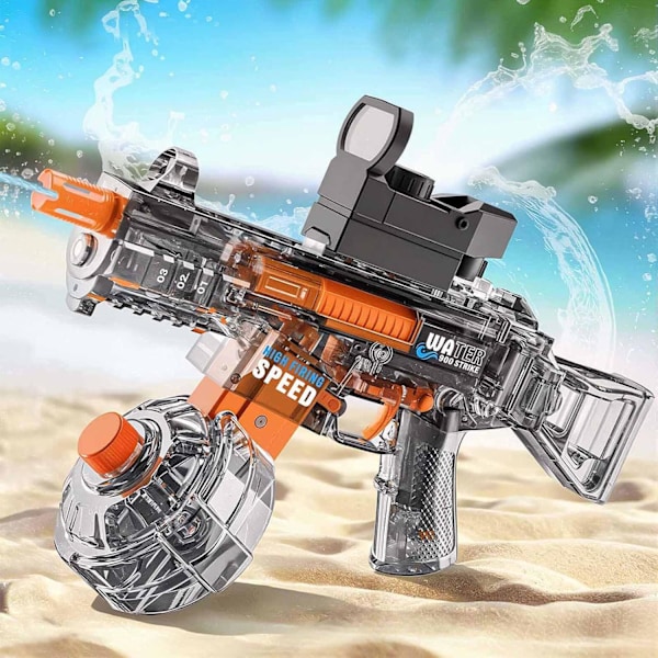 Elektrisk vattenpistol, automatisk vattenabsorption. Elektrisk vattenpistol med 500 ml vattentank och räckvidd upp till 10 meter. Vattenpistol för pool och strand (grå) grey
